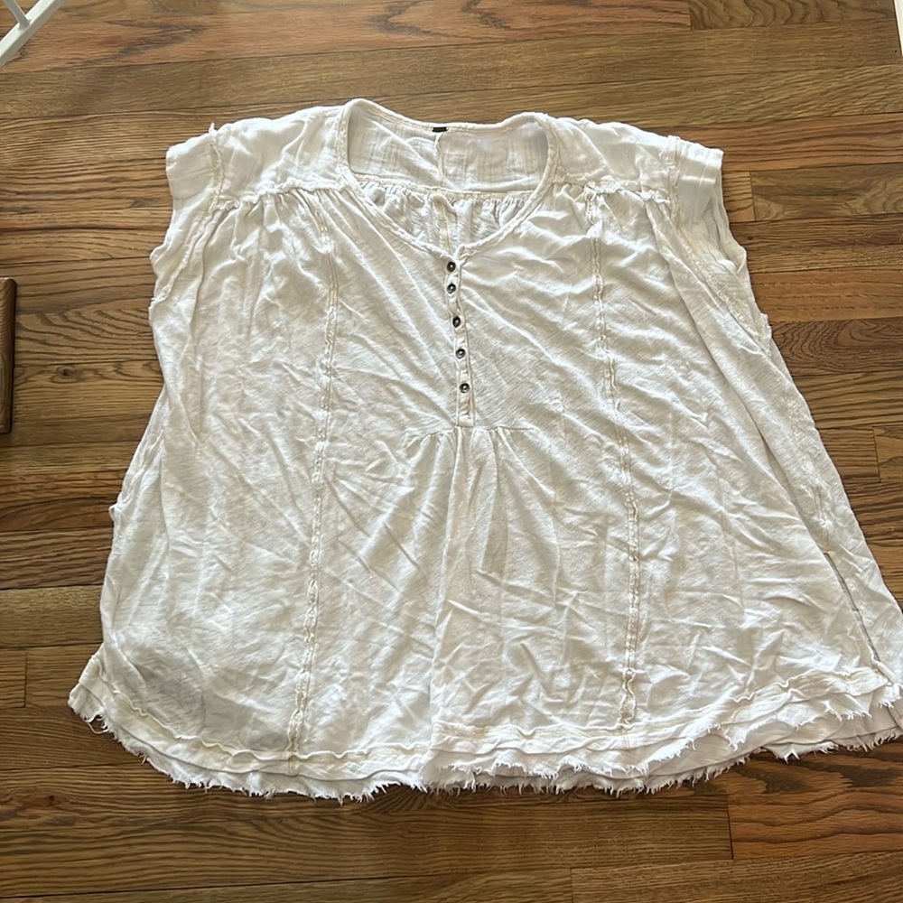White free people sleeveless Henley